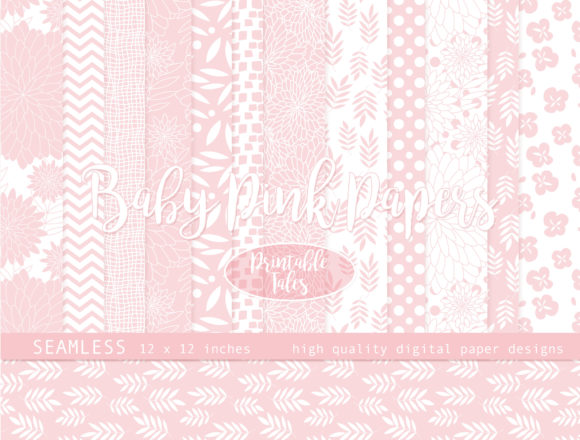 12 Seamless Patterns Sweet Baby Pink