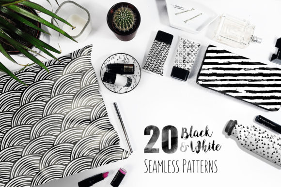 20 Black and White Seamless Patterns for Creative Projects