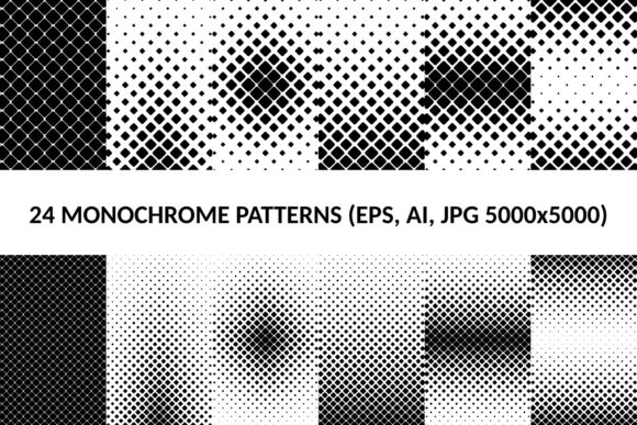 24 Monochrome Rounded Square Patterns