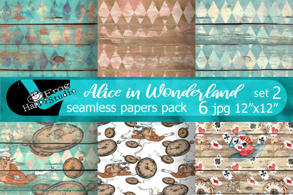 Alice in Wonderland Seamless Patterns