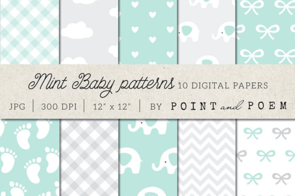 Baby Patterns Mint Digital Paper for Charming Creative Projects