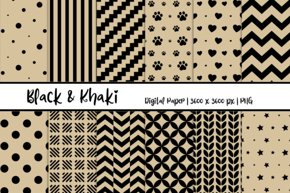 Black Khaki Patterns Digital Paper: A Versatile Design Resource for Creative Projects