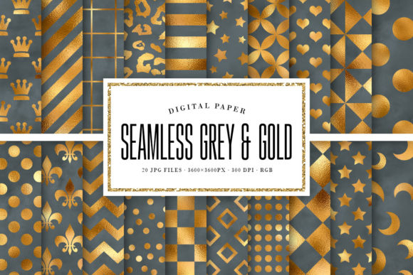Grey and Gold Seamless Patterns