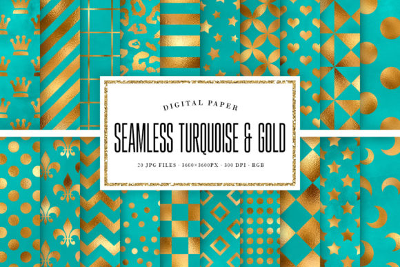 Turquoise and Gold Seamless Patterns: A Practical Resource for Design and Branding