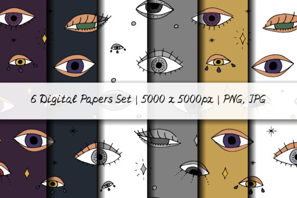 Vintage Boho Mystic Eyes Repeat Patterns