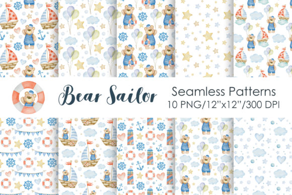 Watercolor Bear Sailor Seamless Patterns: A Strategic Asset for Creators and Brands