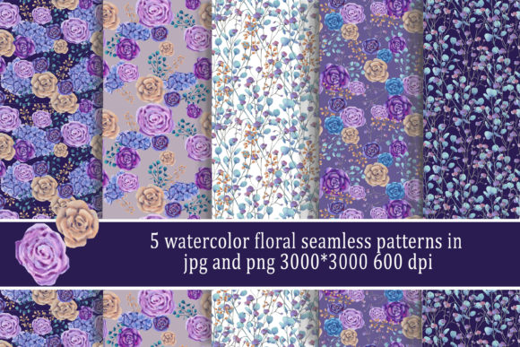 Watercolor Floral Seamless Patterns